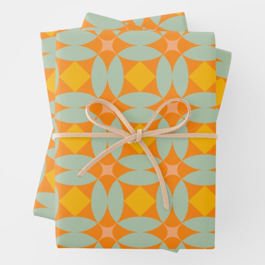 Mid Century Mod Quilt Tiles Pattern Retro Pastels Inpakpapier Vel (In situ)