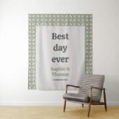 Mid Century Mod Retro Bruiloft Beste Dag Ooit Wandkleed (In situ)