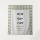 Mid Century Mod Retro Bruiloft Beste Dag Ooit Wandkleed (Voorkant)