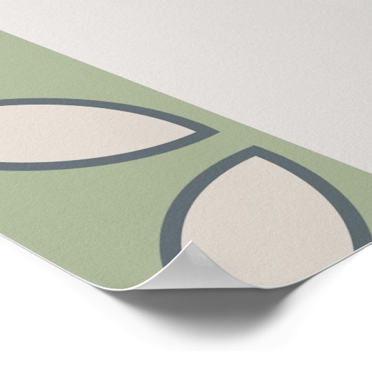 Mid Century Mod Retro Bruiloft Olijf Groen Program Poster (Hoek)