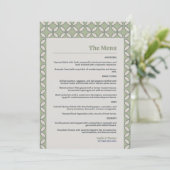 Mid Century Mod Retro Mariage Olive Green Menu (Debout devant)