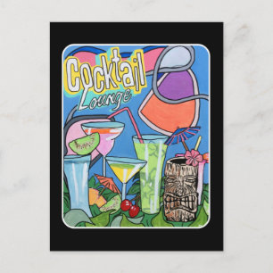 'Mid Century Mod Tropical Tiki Lounge' schilderij  Briefkaart