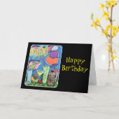 'Mid Century Mod Tropical Tiki Lounge' schilderij  Kaart (Gele Bloem)