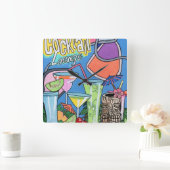 Mid Century Mod Tropical Tiki Lounge schildert op Vierkante Klok (Huis)