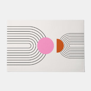 Mid Century Modern 02 Zon en regenboog crème roze Deurmat