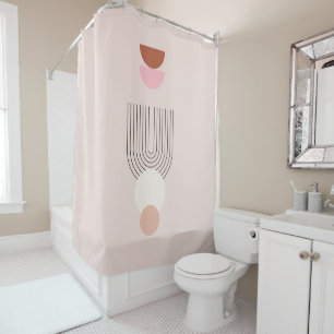 Mid Century Modern 07 Blush Roze Boho Arch Douchegordijn