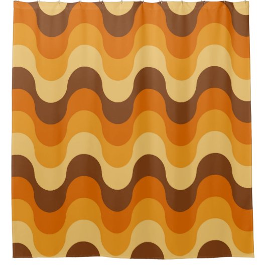 Mid Century Modern 1970s Wavy Stripe Pattern Douchegordijn (Voorkant)