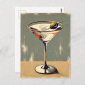 Mid Century Modern 1 Olive Martini schilderij Briefkaart (Voorkant / Achterkant)