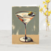 Mid Century Modern 1 Olive Martini schilderij Kaart (Gele Bloem)
