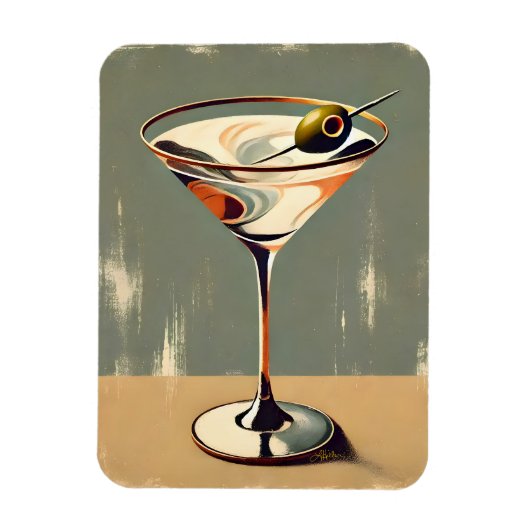 Mid Century Modern 1 Olive Martini schilderij Magneet (Verticaal)