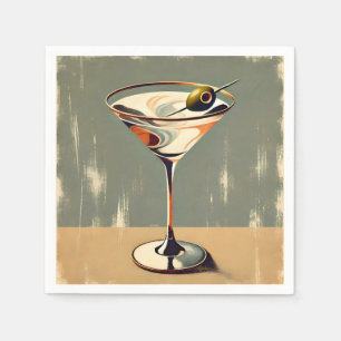 Mid Century Modern 1 Olive Martini schilderij Servet