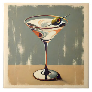 Mid Century Modern 1 Olive Martini schilderij Tegeltje