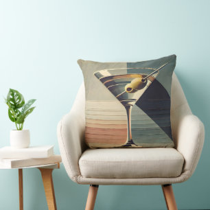 Mid Century Modern 2 Olive Martini Cocktail Hour Kussen
