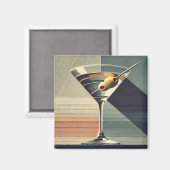 Mid Century Modern 2 Olive Martini Cocktail Hour Magneet (Voorkant / Achterkant)