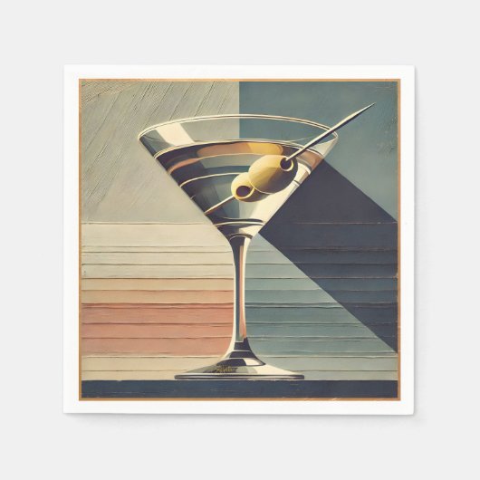 Mid Century Modern 2 Olive Martini Cocktail Hour Servet (Voorkant)