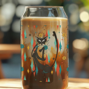 Mid Century Modern 50s Black Cool Cat Blikvorm Glas