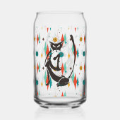 Mid Century Modern 50s Black Cool Cat Blikvorm Glas (Voorkant)