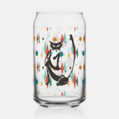 Mid Century Modern 50s Black Cool Cat Blikvorm Glas (Achterkant)