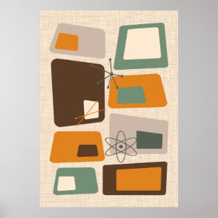 Mid Century Modern Abstract 18 Chocolade Poster