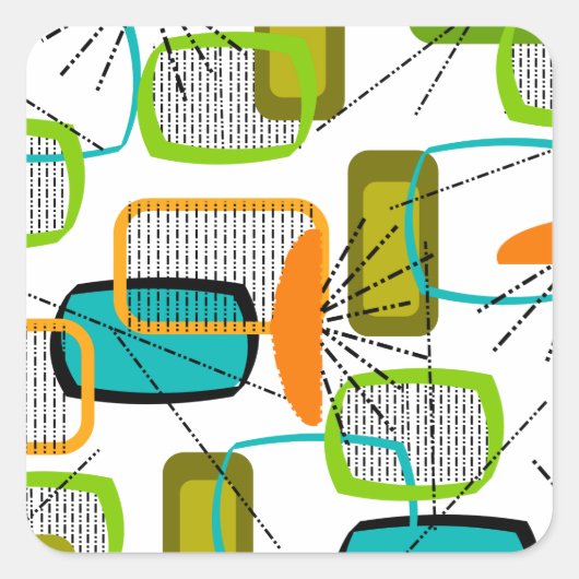 Mid-Century Modern Abstract #57 Vierkante Sticker (Voorkant)
