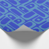 Mid Century Modern Abstract Blauw Piquet Patroon Cadeaupapier (Hoek)