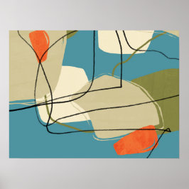 Mid Century Modern Abstract Blue en Beige uit de j Poster