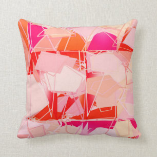 Mid-Century Modern Abstract, Coral Pink & Fuchsia Kussen