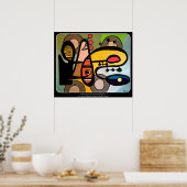 'Mid-Century Modern Abstract de machine' schilderi Poster (Keuken)