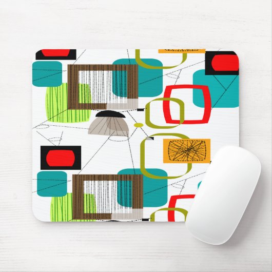 Mid-Century Modern Abstract Design Muismat (Met muis)