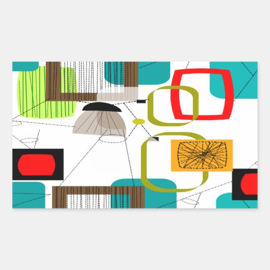 Mid-Century Modern Abstract Design Rechthoekige Sticker (Voorkant)