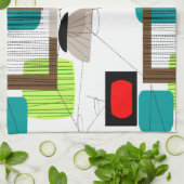 Mid-Century Modern Abstract Design Theedoek (Gevouwen)