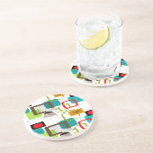 Mid-Century Modern Abstract Design Zandsteen Onderzetter (Zijkant)