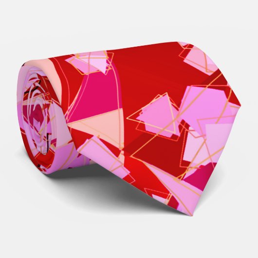 Mid-Century Modern Abstract, donkerrood en roze Stropdas (Opgerold)