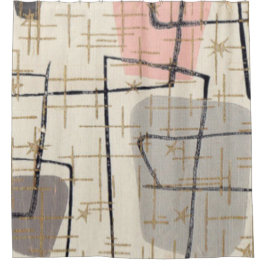 Mid Century Modern Abstract Fabric Shower Curtain Douchegordijn