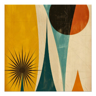 Mid Century Modern Abstract Geometric Art Design Perfect Poster