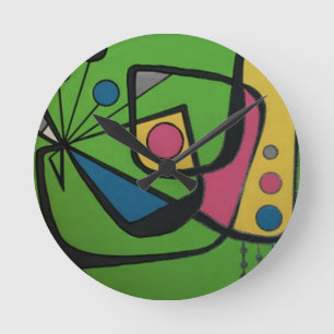 'Mid Century Modern Abstract num 4' op een Ronde Klok