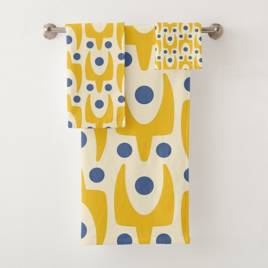 Mid Century Modern Abstract Patroon Bad Handdoek (Insitu)
