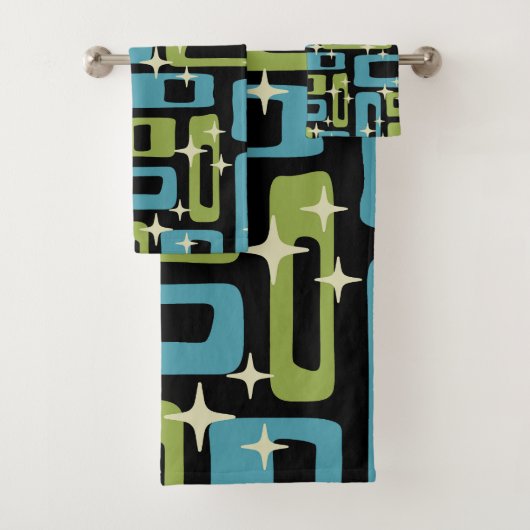 Mid Century Modern Abstract Patroon Bad Handdoek (Insitu)