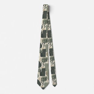 Mid Century Modern Abstract Patroon Saliegroen Stropdas