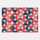 Mid Century Modern Abstract Pattern Bourgogne & Bl Inpakpapier Vel (Voorkant 3)