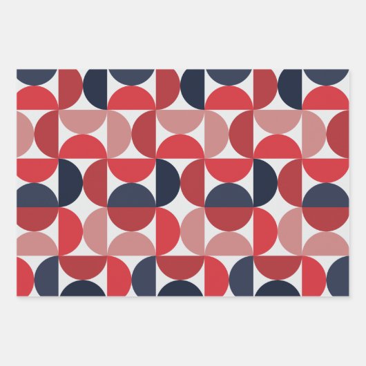 Mid Century Modern Abstract Pattern Bourgogne & Bl Inpakpapier Vel (Voorkant)