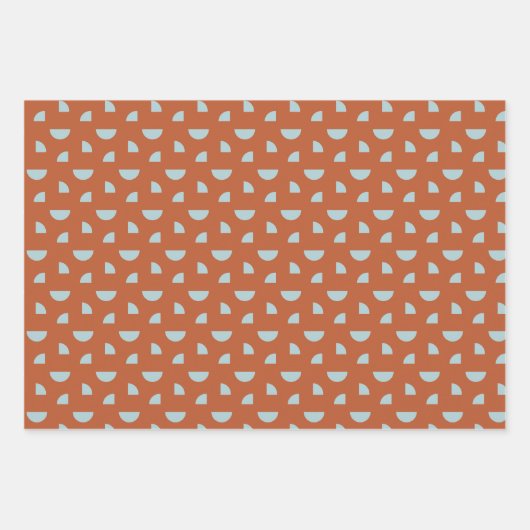 Mid Century Modern Abstract Pattern brown blue Inpakpapier Vel (Voorkant 2)