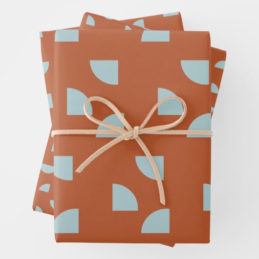 Mid Century Modern Abstract Pattern brown blue Inpakpapier Vel (In situ)