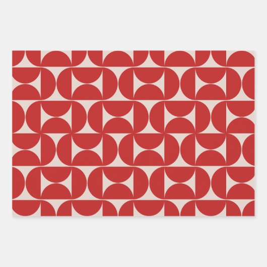 Mid Century Modern Abstract Pattern Red Inpakpapier Vel (Voorkant 3)