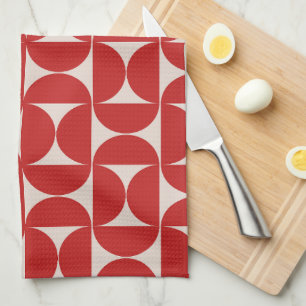 Mid Century Modern Abstract Pattern Red Theedoek