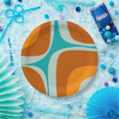 Mid Century Modern Abstract Retro Groove Pattern Papieren Bordje (Feest)