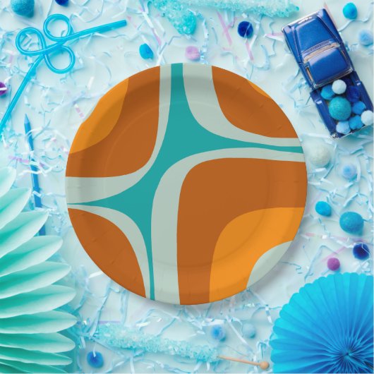 Mid Century Modern Abstract Retro Groove Pattern Papieren Bordje (Feest)
