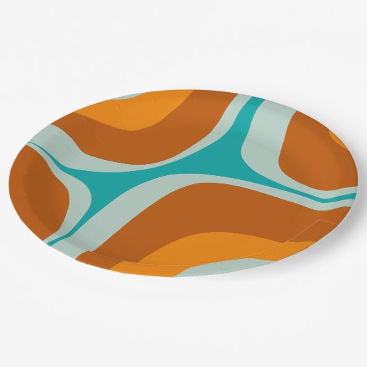 Mid Century Modern Abstract Retro Groove Pattern Papieren Bordje (Gekanteld)
