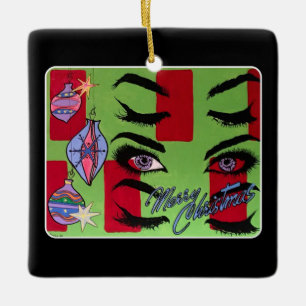 Mid-Century Modern Abstract 'Santa, Baby!' Keramisch Ornament