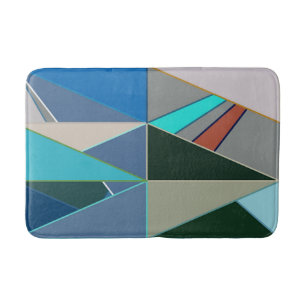 Mid-Century Modern Abstract, Turquoise & Neutrals Badmat